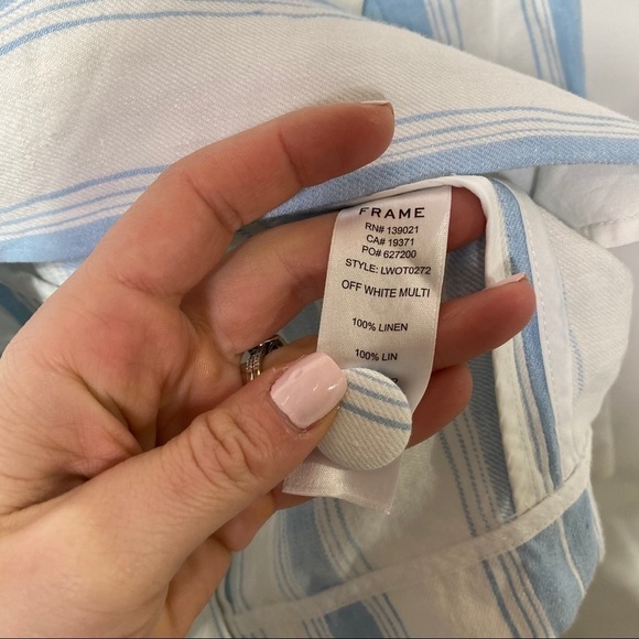 NWT FRAME Blue Stripe Linen Blazer - Picture 11 of 16